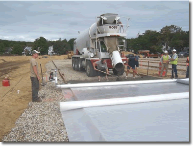 Lura Screed incorporates painter's plastic into their pervious curing process.